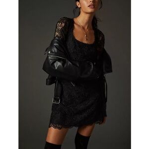 Anthropologie Maeve Black Embroidered Lace Mini Dress Size 4 NWT